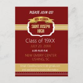 Postal Custom Maroon 50th Class Reunion Invite