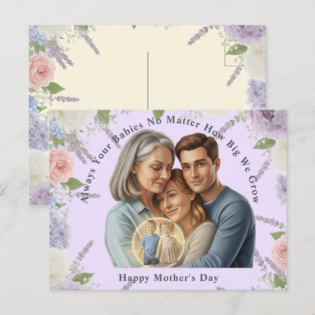 Postal Custom Mother's day photo Always your babies  (Anverso / Reverso)