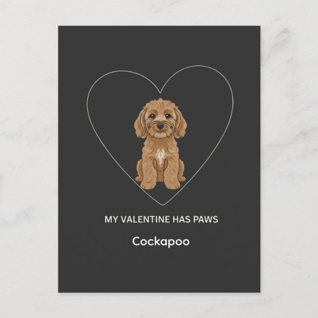 Postal Custom My Valentine Has Paws Cockapoo Dog Lover (Anverso)