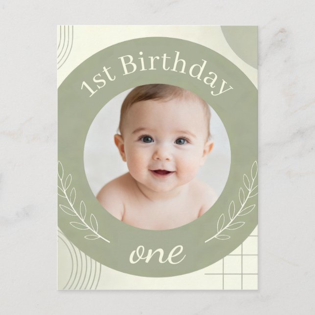 Postal Custom Photo 1st Birthday - Personalized Postcard  (Anverso)