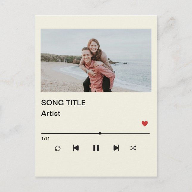 Postal Custom Playlist Photo and Song QR Code PostCard  (Anverso)