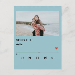 Postal Custom Playlist Photo and Song QR Code PostCard