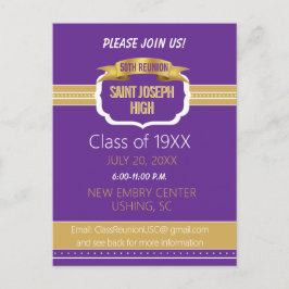 Postal Custom Purple 50th Class Reunion Invite