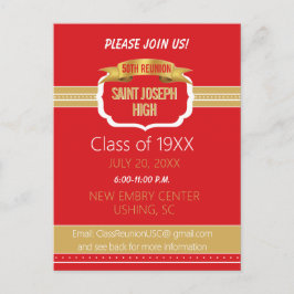 Postal Custom Red 50th Class Reunion Invite