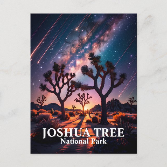 Postal Custom Text Joshua Tree Night Sky Cosmic Landscape (Anverso)