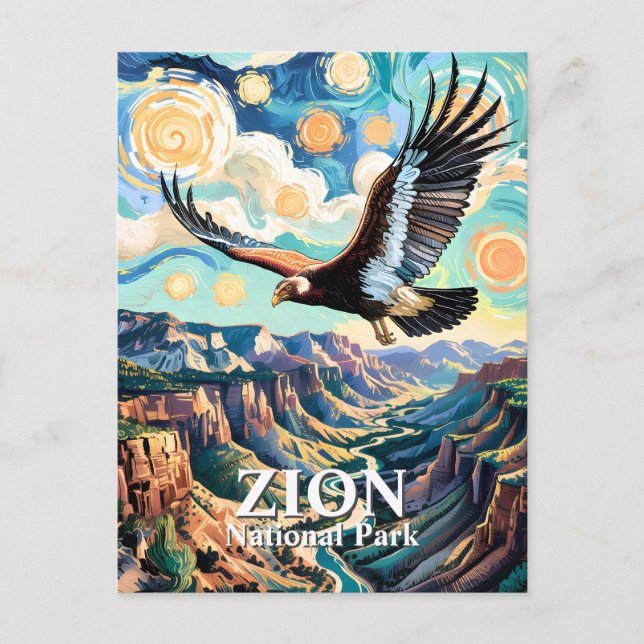 Postal Custom Van Gogh Zion Canyon Bird California Condor (Anverso)