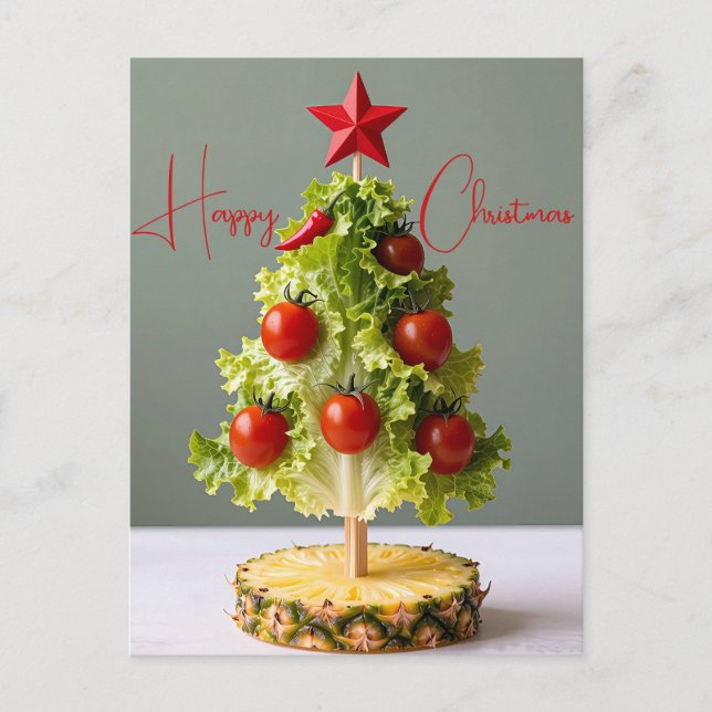 Postal Custom Vegetables Christmas Tree, Lettuce Leaves  (Anverso)