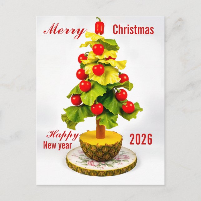 Postal Custom Vegetables Christmas Tree, Lettuce Leaves  (Anverso)