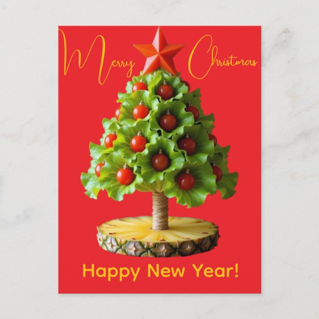 Postal Custom Vegetables Christmas Tree, Lettuce Leaves  (Anverso)
