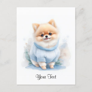 Postal Cuta acuarela Pomerania Perro porcino personalizad
