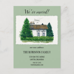 Postal Cuta acuarela Vintage Cottage hemos movido retro