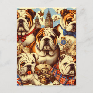 Postal Cuta pintura de Bulldog en inglés