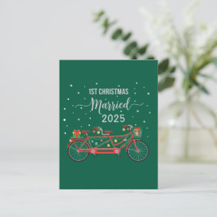 Postal Cute 1.ª Navidad Casada Bicicleta Tandem 2025