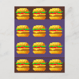 Postal Cute 8 bits Burger Colorful Fast Food Fun Pixel Ar