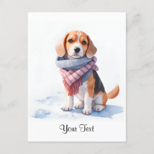 Postal Cute acuarela Beagle Puppy Dog Personalizado