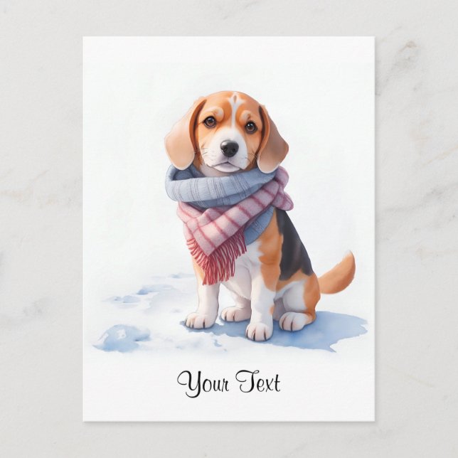 Postal Cute acuarela Beagle Puppy Dog Personalizado (Anverso)