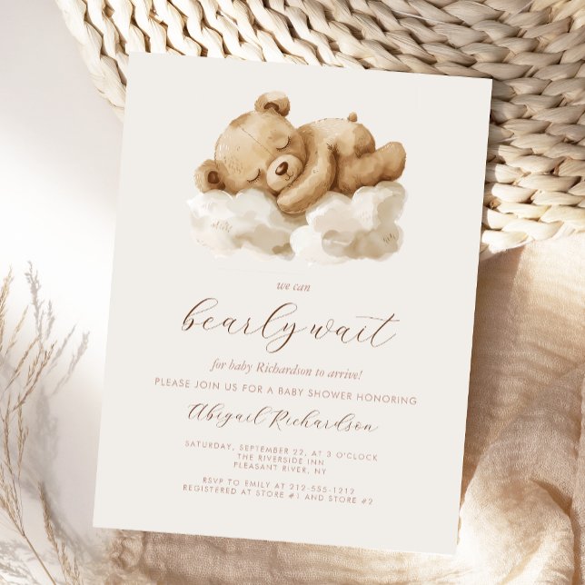 Postal Cute acuarela Teddy Bear Neutral Baby Shower (Subido por el creador)