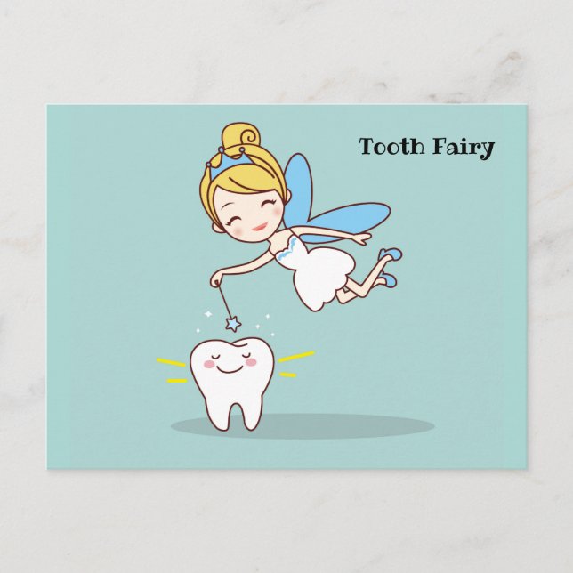 Postal Cute animado Tooth Fairy (Anverso)