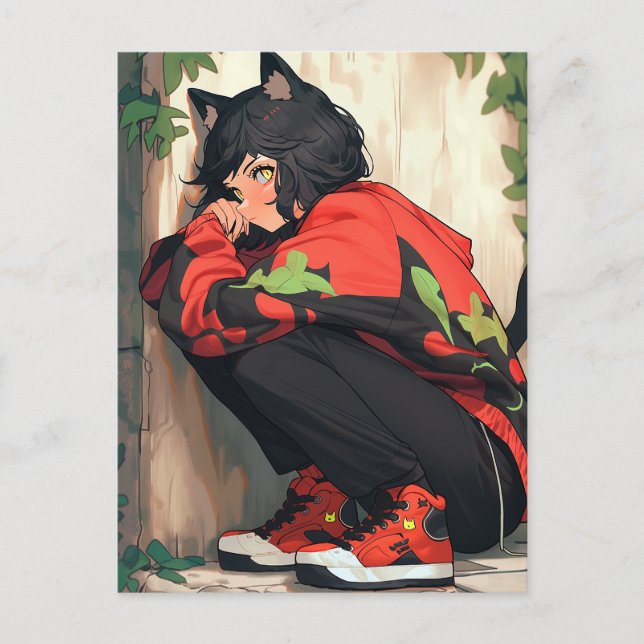 Postal Cute Anime Catgirl (Anverso)