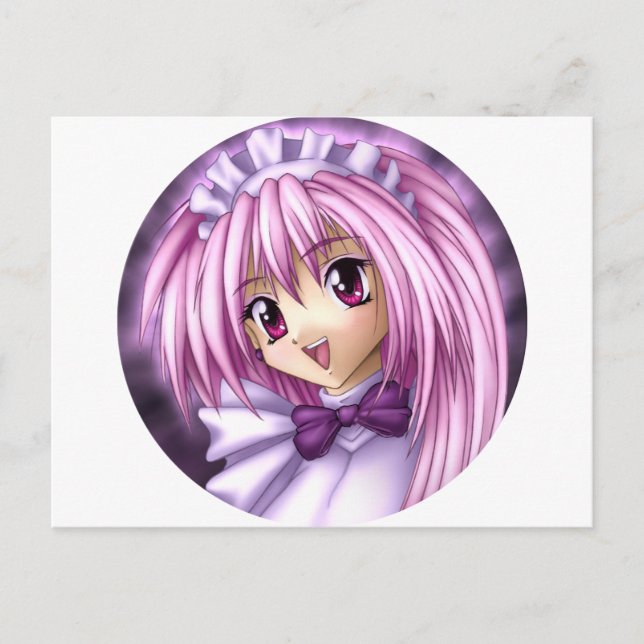 Postal Cute Anime Chica Maid (Anverso)