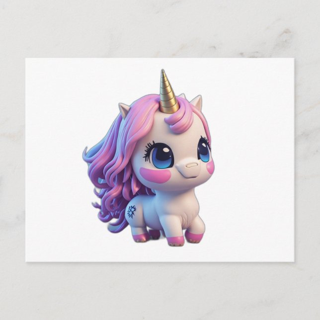 Postal Cute Anime Personalizado Unicorn (Anverso)