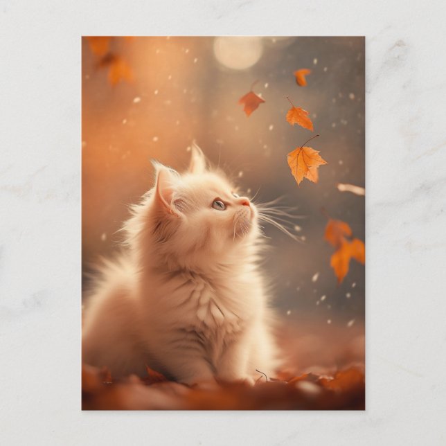 Postal Cute Autumn Kitten (Anverso)