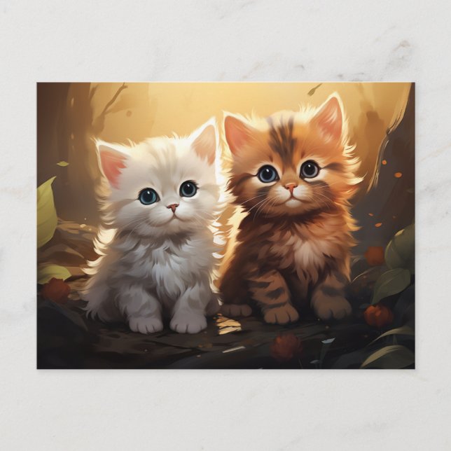Postal Cute Autumn Kittens (Anverso)