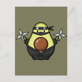 Postal Cute Avocado Ninja Shuriken Warrior Illustration
