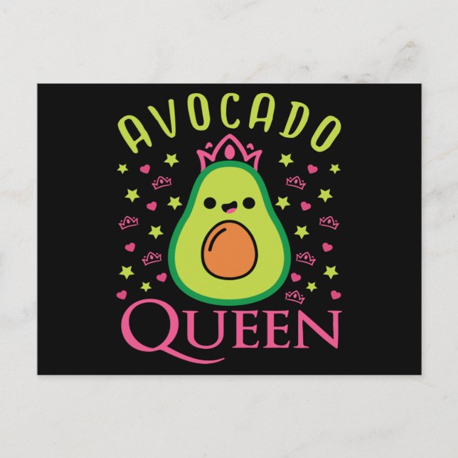 Postal Cute Avocado Queen with Heart Keto Girl Cooking  (Anverso)