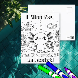 Postal Cute Axolotl | Página de coloreado del niño