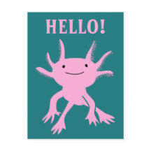 Cute Axolotl Salamandra Rosa Hola Postcard