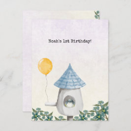 Postal Cute Baby Bird With Yellow Balloon Invitation