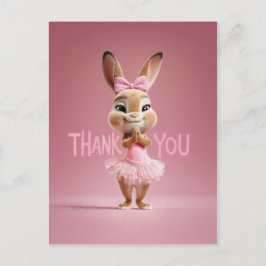 Postal Cute Baby Bunny Girl in Pink Tutu Thank You