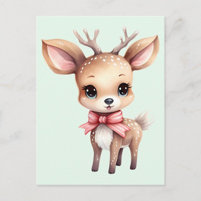 Postal Cute Baby Deer Cartoon Illustration (Anverso)