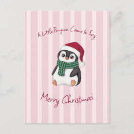 Postal Cute Baby Penguin Wearing Santa Hat Christmas