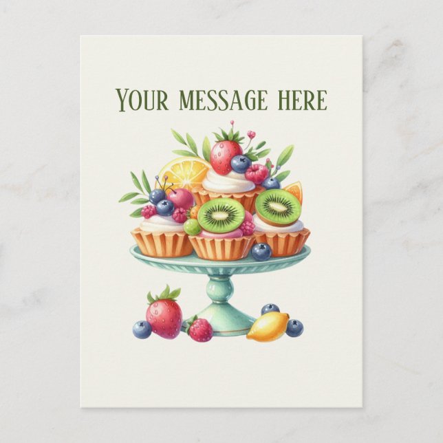 Postal Cute bakery cupcakes add message business name (Anverso)