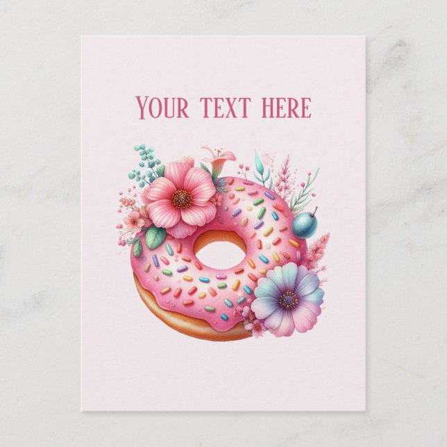Postal Cute Bakery doughnut add message or business name (Anverso)