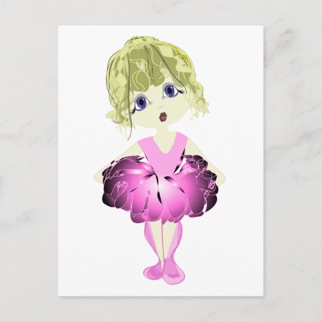 Postal Cute Ballerina en tutu rosa (Anverso)