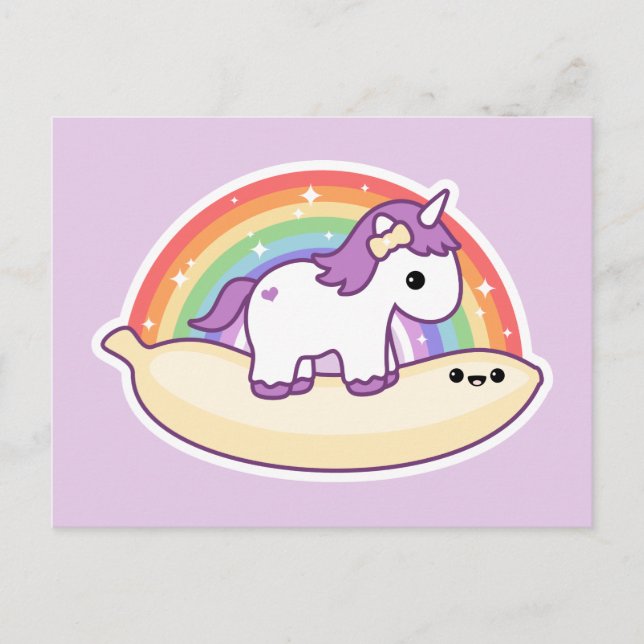 Postal Cute banana unicornio (Anverso)
