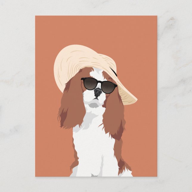 Postal Cute Beach Vacation Cavalier King Charles Spaniel (Anverso)