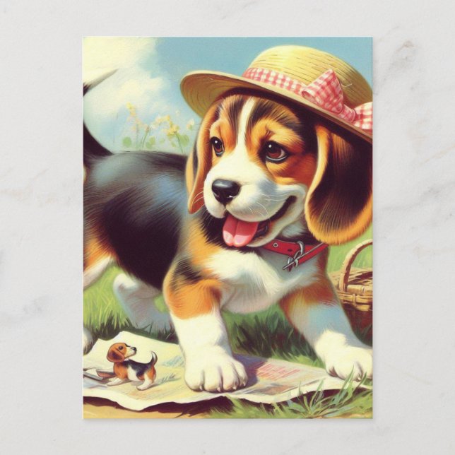 Postal Cute Beagle Pinting (Anverso)