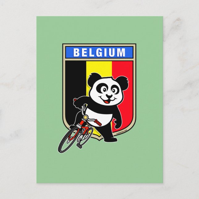 Postal Cute Belgium Ciclismo Panda (Anverso)