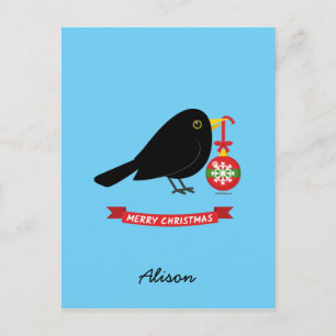 Postal Cute Blackbird Con Un Nombre Personalizado De La B