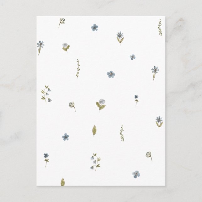 Postal Cute Blue Flowers Spring Floral Card. (Anverso)