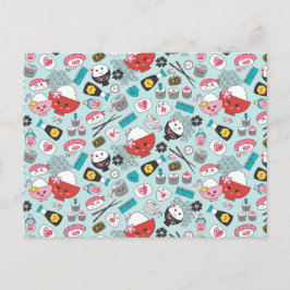 Postal Cute Blue Kawaii Sushi