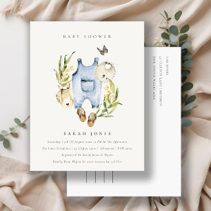 Postal Cute Blue Leafy Foliage Baby Clothes Baby Shower