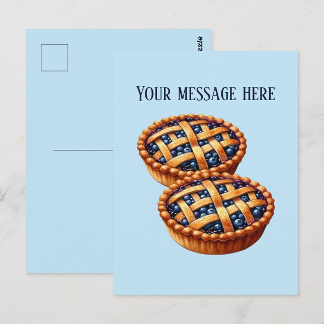 Postal Cute Blueberry pie add message business name (Anverso / Reverso)