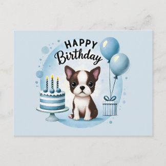 Postal Cute Boston Terrier Birthday PostCard