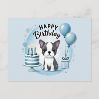 Postal Cute Boston Terrier Birthday PostCard