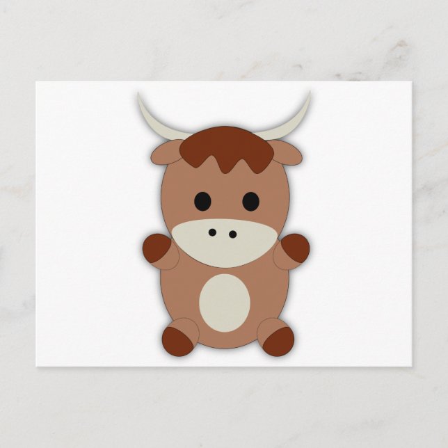 Postal Cute Brown Cow (Anverso)